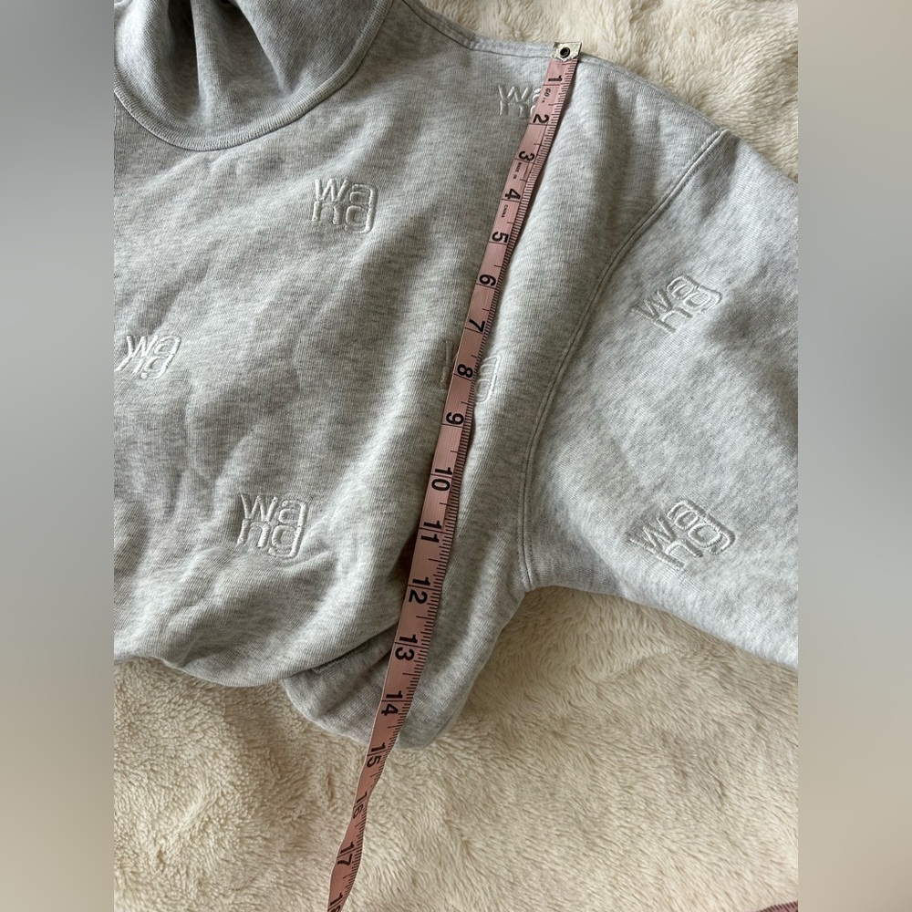 Alexander Wang All Over Logo Embroidery Monogram Turtleneck Sweatshirt Crop Top - Picture 11 of 17